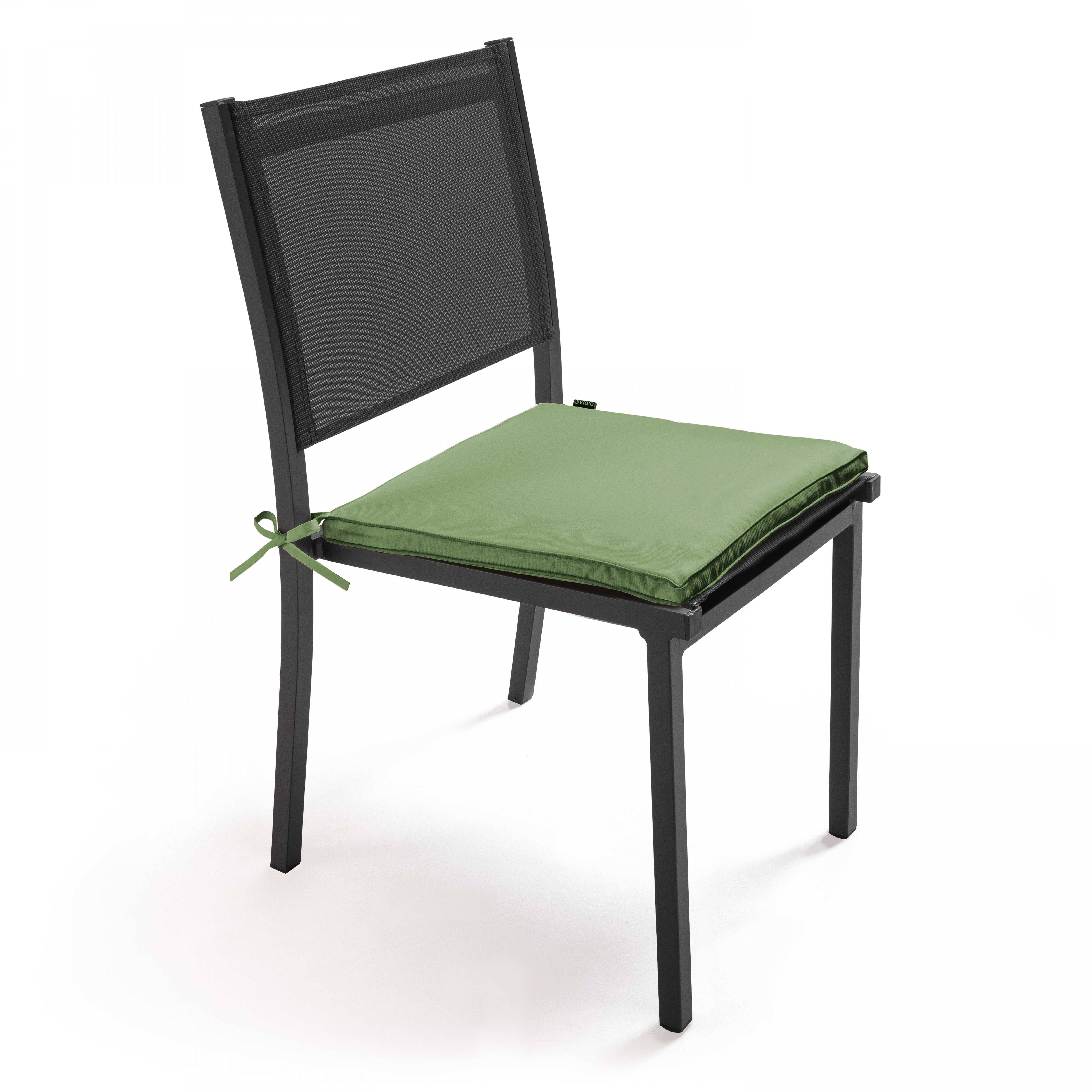 Oviala - Lot de 4 galettes de chaise polyester vert cactus 40x40x3 cm Machu - Oviala - Imagen 2