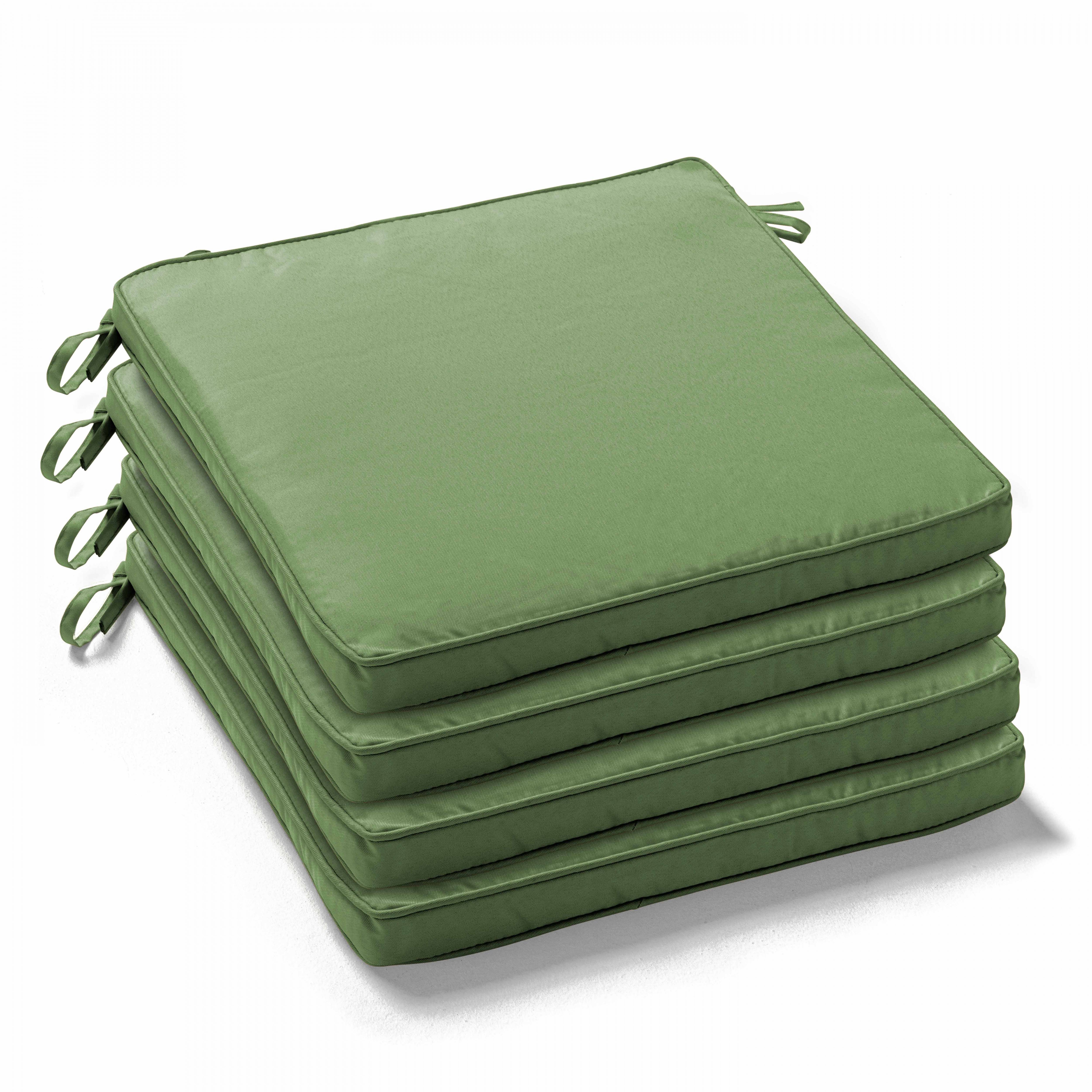 Oviala - Lot de 4 galettes de chaise polyester vert cactus 40x40x3 cm Machu - Oviala - Imagen 1
