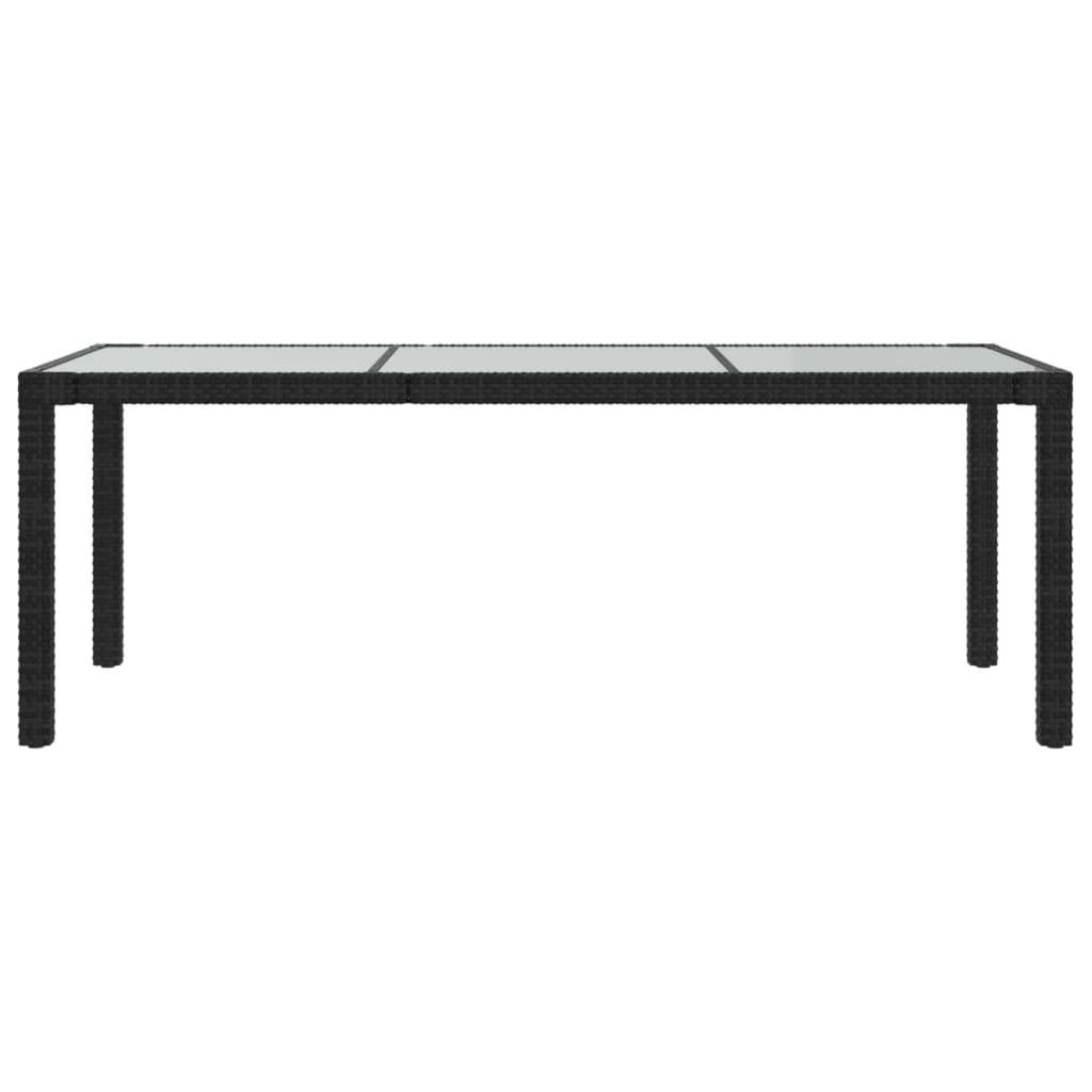 PANGIVO - Table de jardin noire verre trempé et résine tressée 190 x 90 x 75 cm - PANGIVO - Image 3