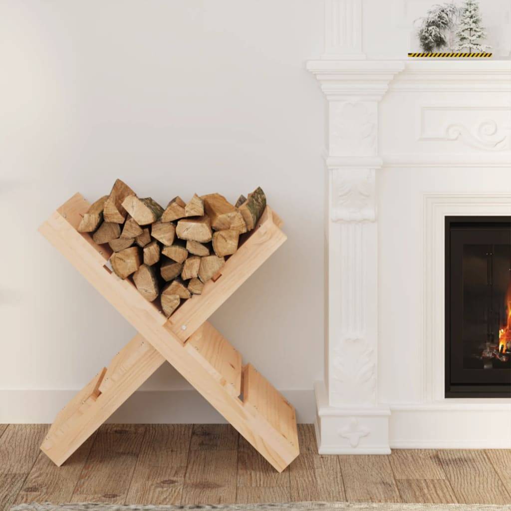 Porte-bûches intérieur en bois de pin massif Rangement bois de chauffage 47x39,5x48 cm - ComfortXL Outdoor Living - Image 1