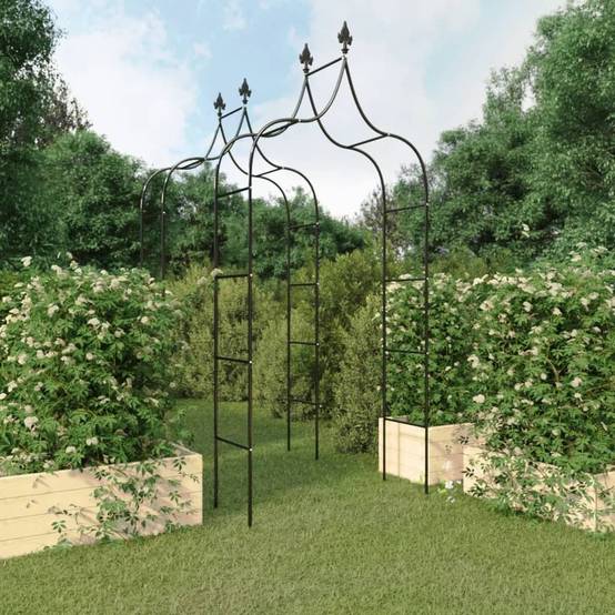 Lot 2 Arches Jardin Acier Rosiers Plantes Grimpantes Décoration Extérieur 120x260 Noir - ComfortXL Outdoor Living - Image 1