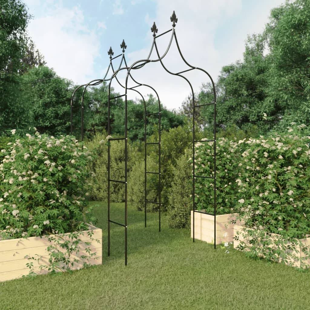 Lot 2 Arches Jardin Acier Rosiers Plantes Grimpantes Décoration Extérieur 120x260 Noir - ComfortXL Outdoor Living - Image 1