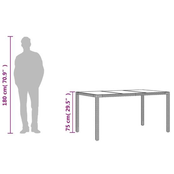 PANGIVO - Table de jardin résine tressée verre trempé gris 150 x 90 x 75 cm, Poids :23kg - PANGIVO - Image 10