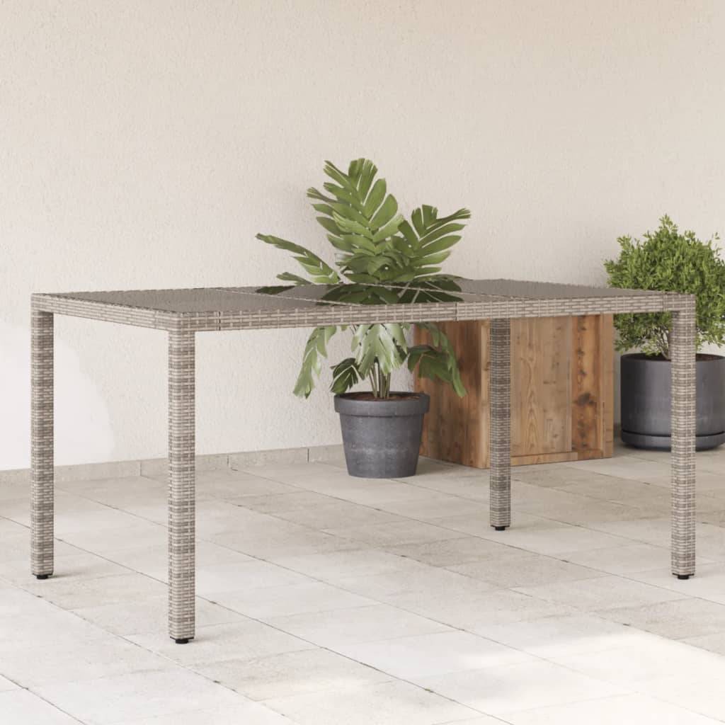 PANGIVO - Table de jardin résine tressée verre trempé gris 150 x 90 x 75 cm, Poids :23kg - PANGIVO - Image 1