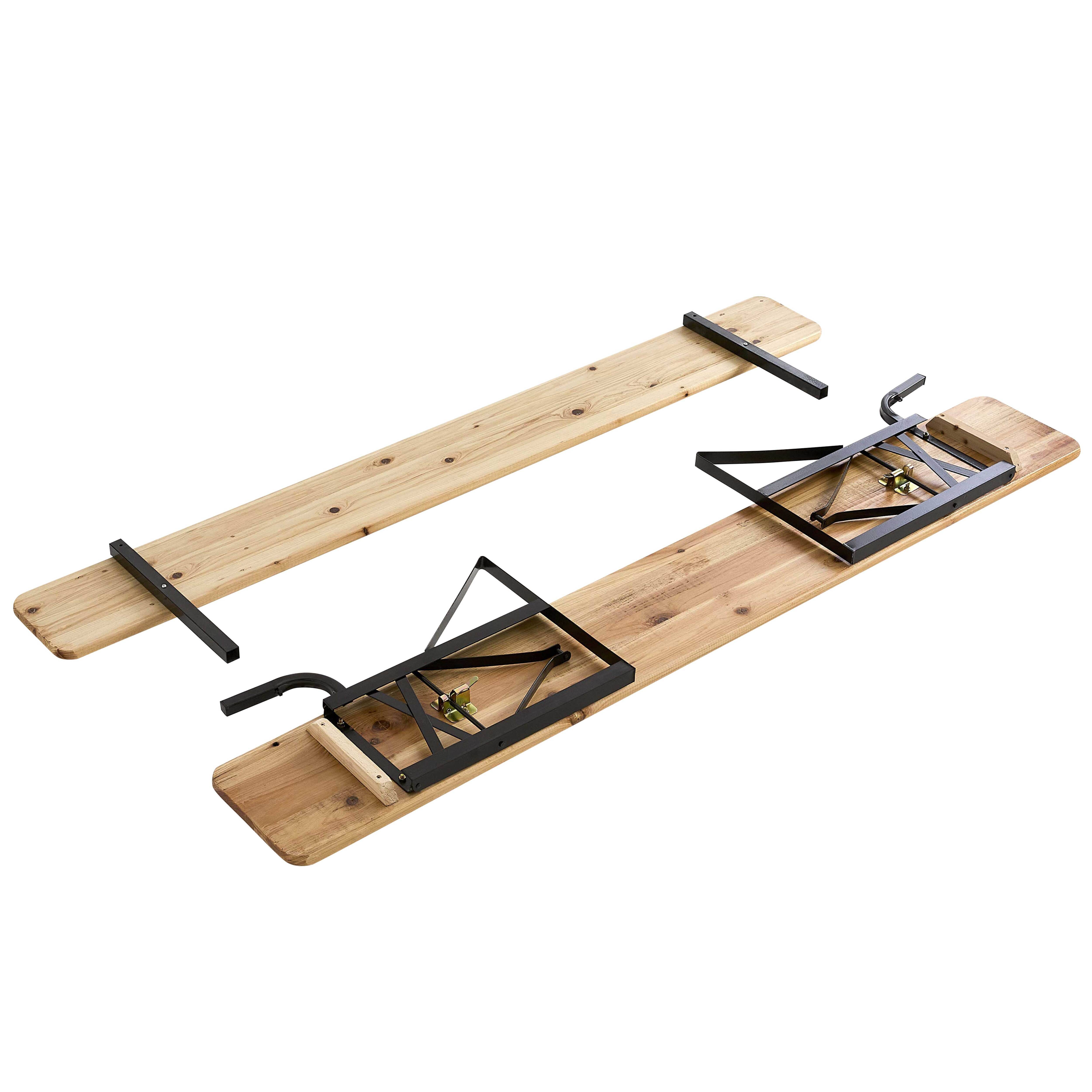 Oviala - Lot de 2 bancs en bois pliants brasserie avec dossier 180 cm Munich - Oviala - Imagen 3