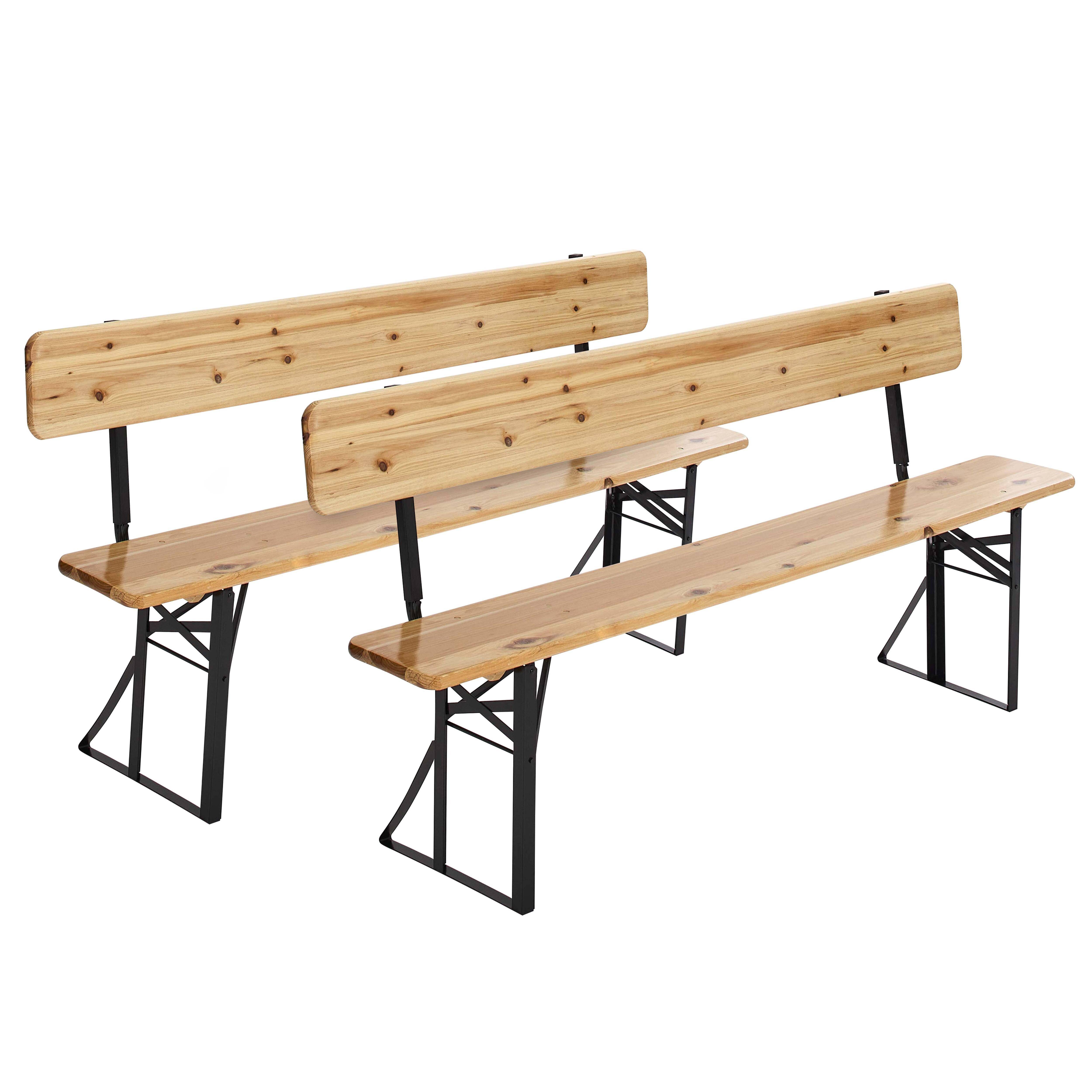 Oviala - Lot de 2 bancs en bois pliants brasserie avec dossier 180 cm Munich - Oviala - Imagen 1