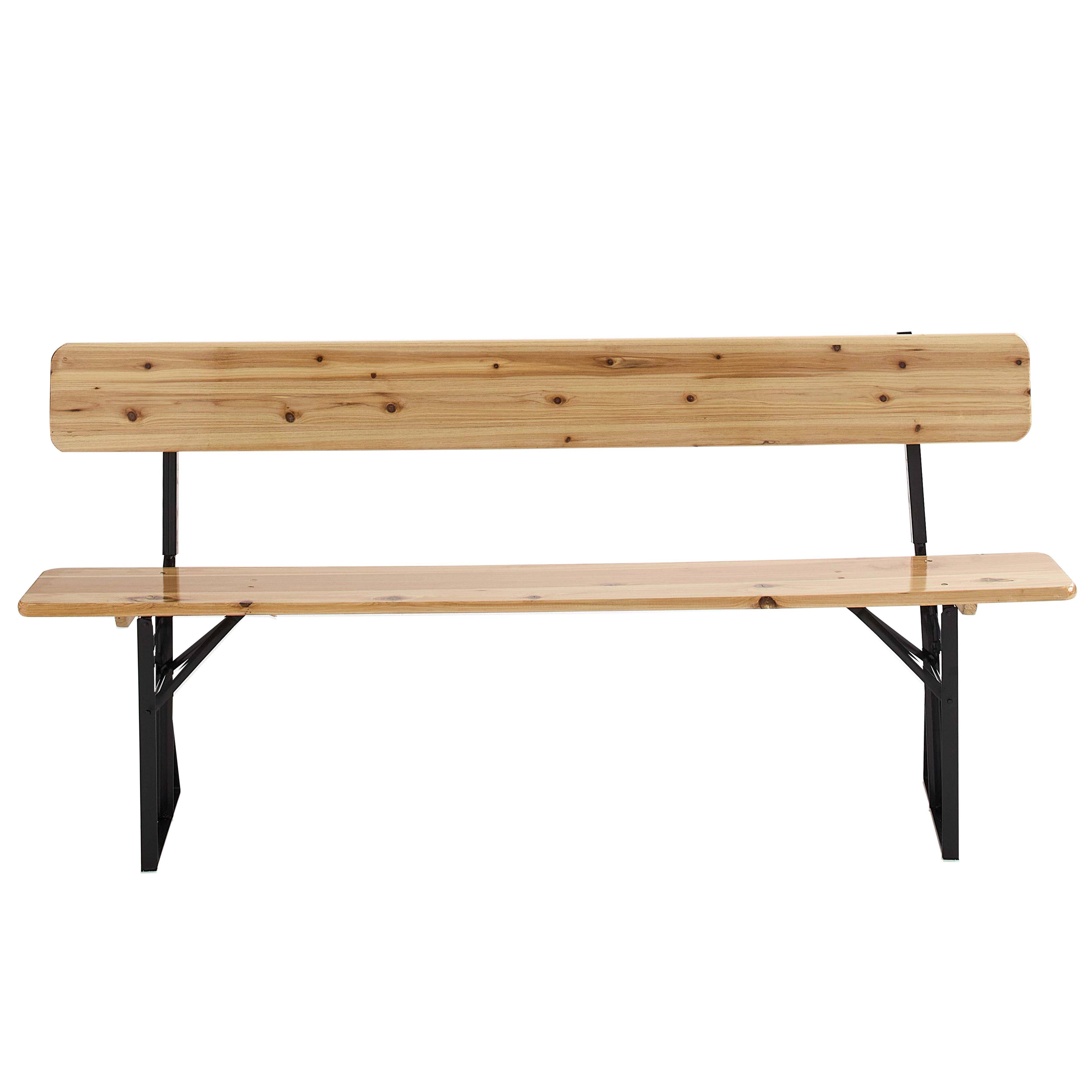 Oviala - Lot de 2 bancs en bois pliants brasserie avec dossier 180 cm Munich - Oviala - Imagen 2