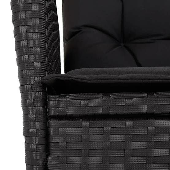 Table et Chaises de Jardin 6 Personnes, Plateau en Acacia 190cm, Fauteuils Inclinables Résine Tressée Noire – ComfortXL Outdoor Living - Image 6