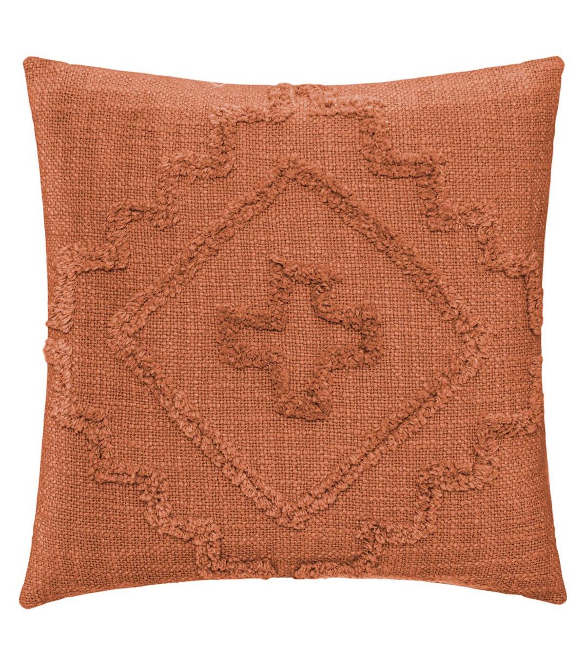 Coussin déhoussable Inca en Coton Tufté Terracotta 40 x 40 cm - Imagen 1
