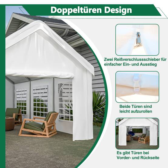 Tente véhicule 3x6m double porte roulante, structure robuste résistante aux intempéries toit et côtés amovibles - Image 3