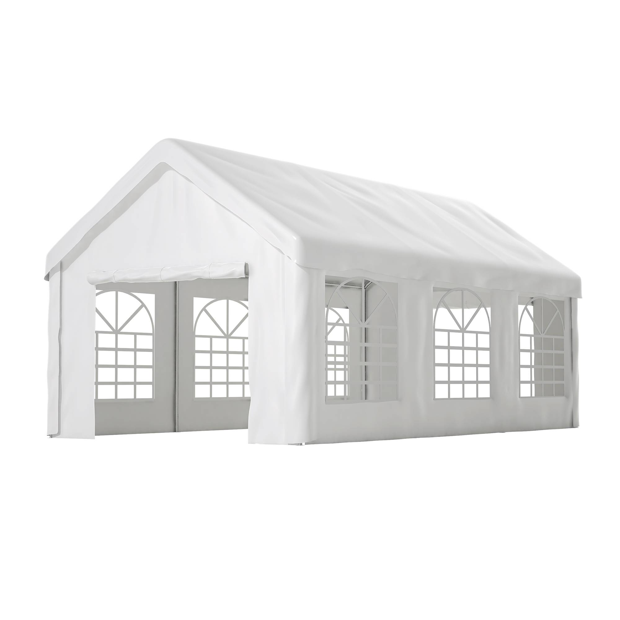 Tente véhicule 3x6m double porte roulante, structure robuste résistante aux intempéries toit et côtés amovibles - Image 1