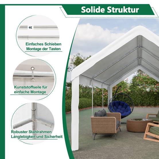 Tente véhicule 3x6m double porte roulante, structure robuste résistante aux intempéries toit et côtés amovibles - Image 4