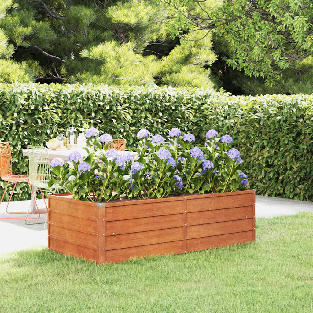 ComfortXL - Carré potager rectangulaire en acier Corten pour jardin 160x80x45cm – ComfortXL Outdoor Living - Image 1