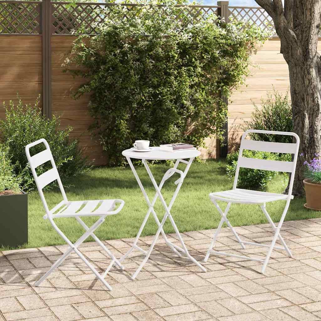 Vidaxl - Ensemble bistro de jardin 3 pcs-Salons de jardin Blanc Acier 274610 - Image 4