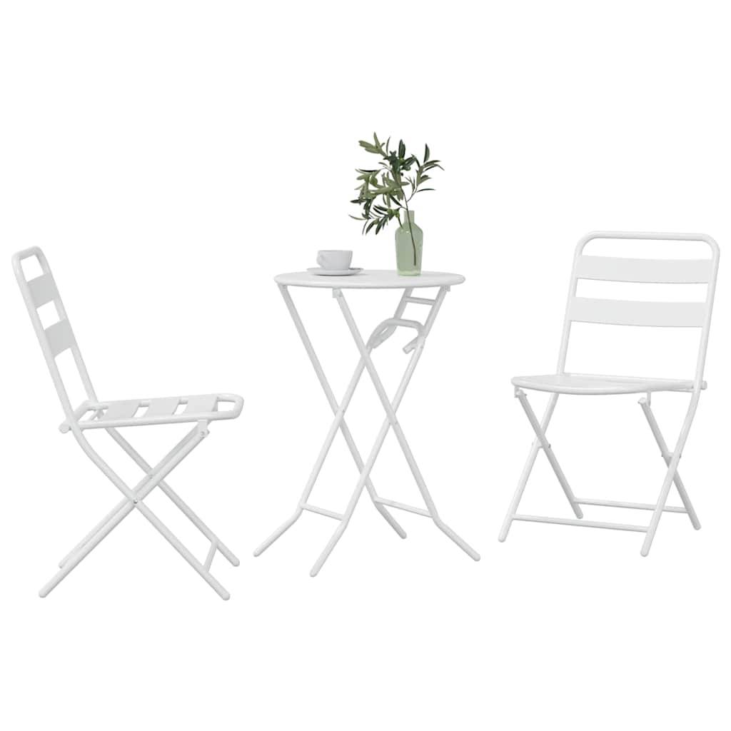 Vidaxl - Ensemble bistro de jardin 3 pcs-Salons de jardin Blanc Acier 274610 - Image 3