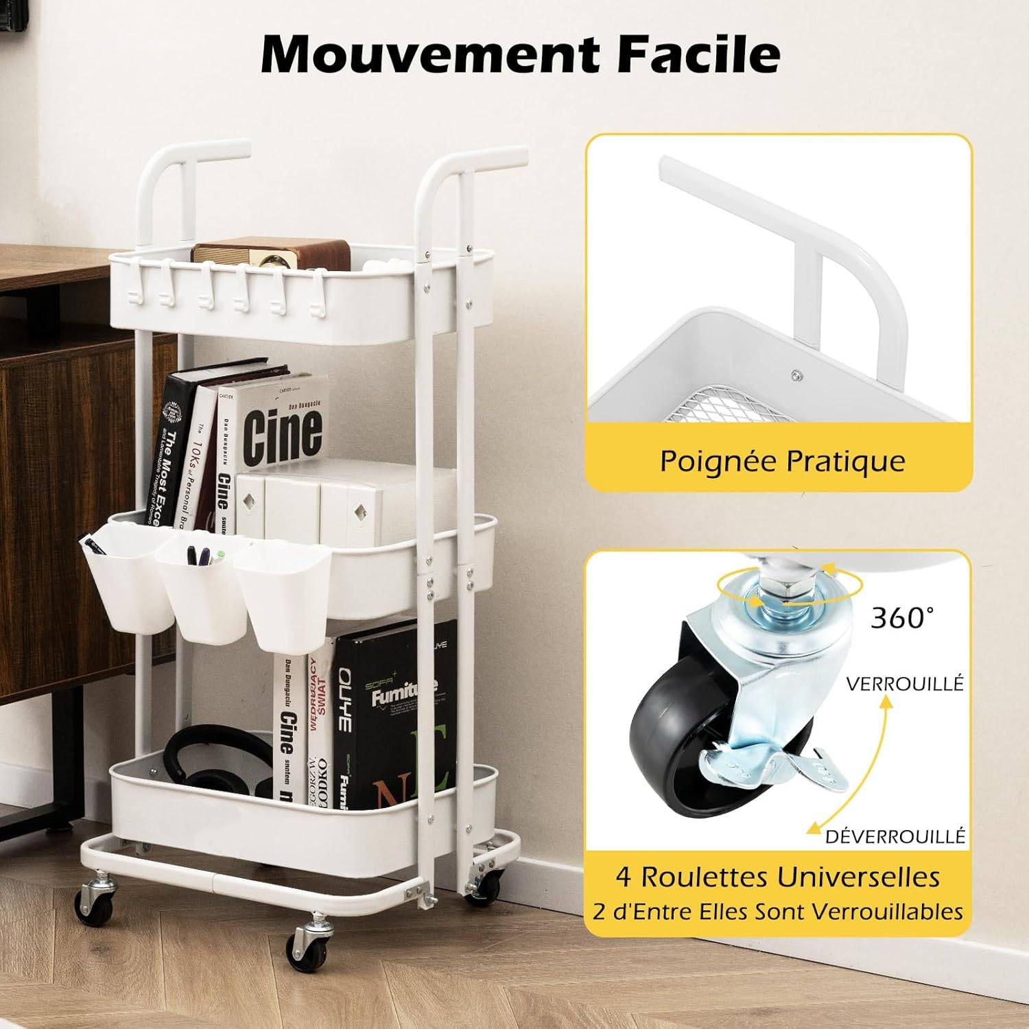 Chariot avec compartiments de rangement pour seau de 20 L Bucket Filter - De Witte S.A