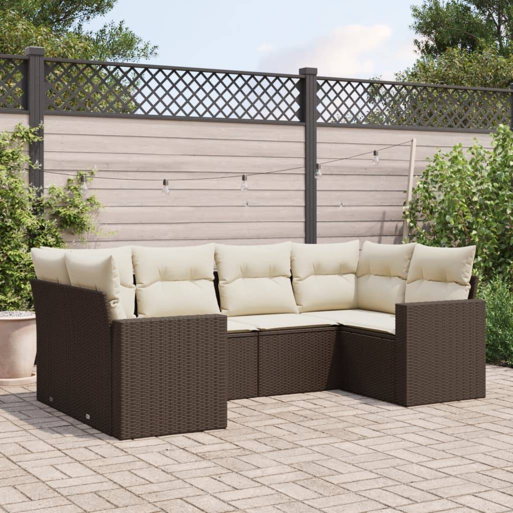 ComfortXL - Salon de jardin modulable en résine tressée pour balcon ou terrasse Marron 6 pcs – ComfortXL Outdoor Living - Image 1