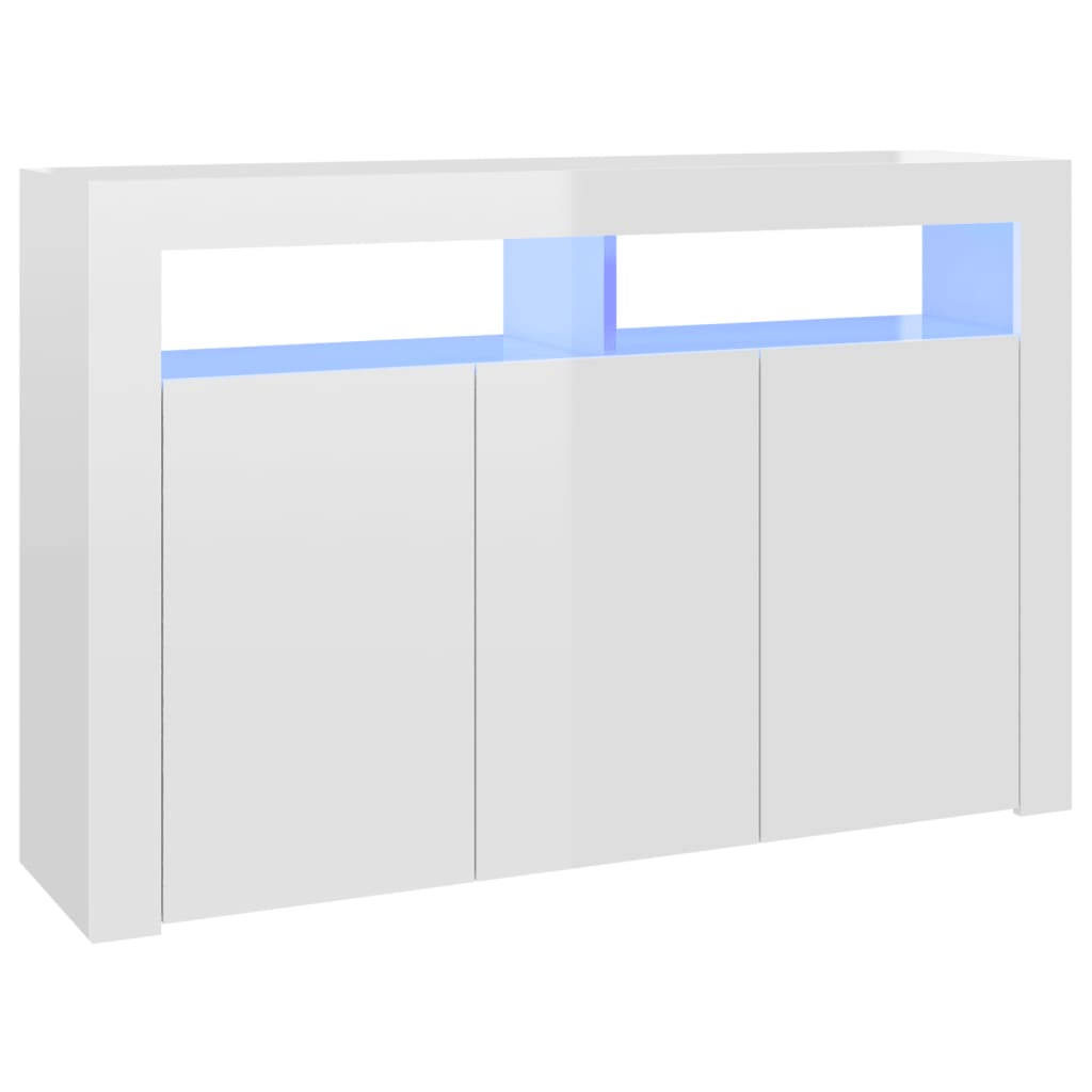 Vidaxl - Buffet avec lumières LED blanc brillant 115,5x30x75 cm - vidaXL - Imagen 1