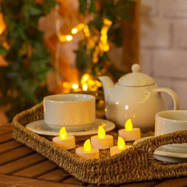 Lotti - Jeu de 6 bougies led chauffe plat blanc chaud à piles effet flamme Lotti - Imagen 3