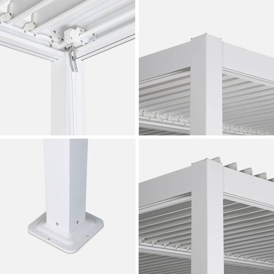 Pergola bioclimatique blanche. aluminium et acier. 3x3m. lames orientables | sweeek - Image 7