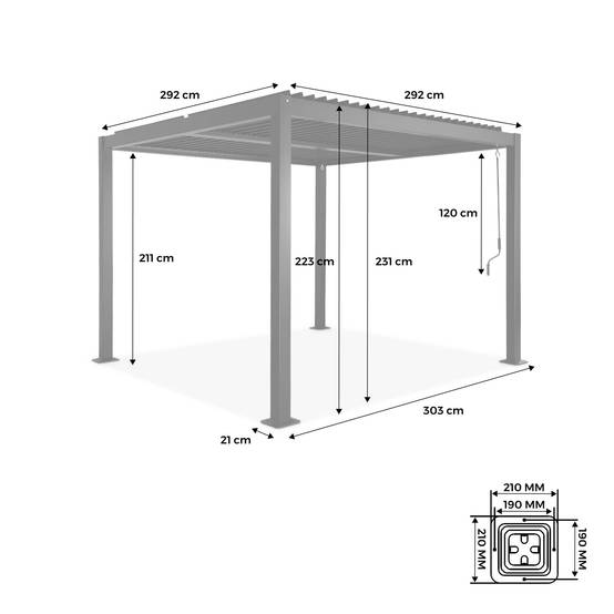 Pergola bioclimatique blanche. aluminium et acier. 3x3m. lames orientables | sweeek - Image 4