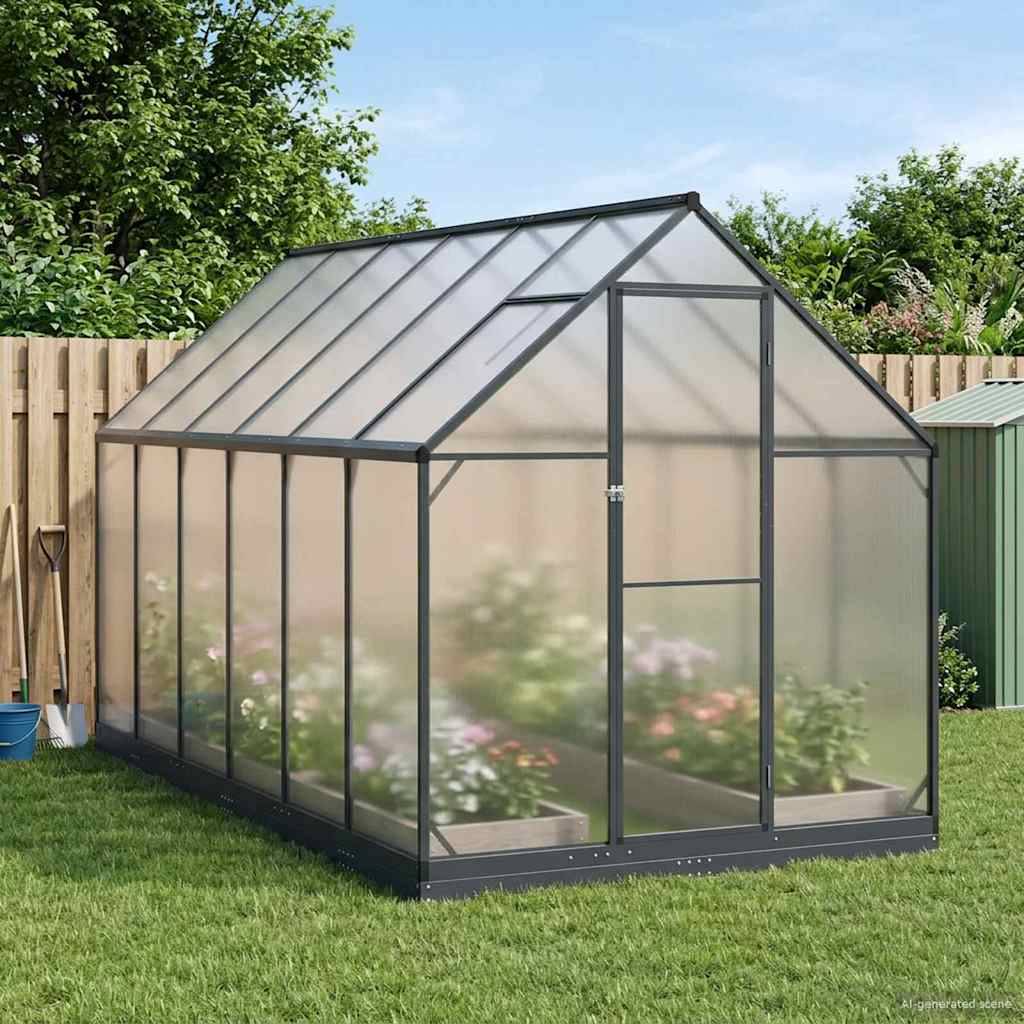 PANGIVO - Serre de jardin aluminium et acier galvanisé anthracite 183.5 x 363.5 x 207 cm - PANGIVO - Image 1