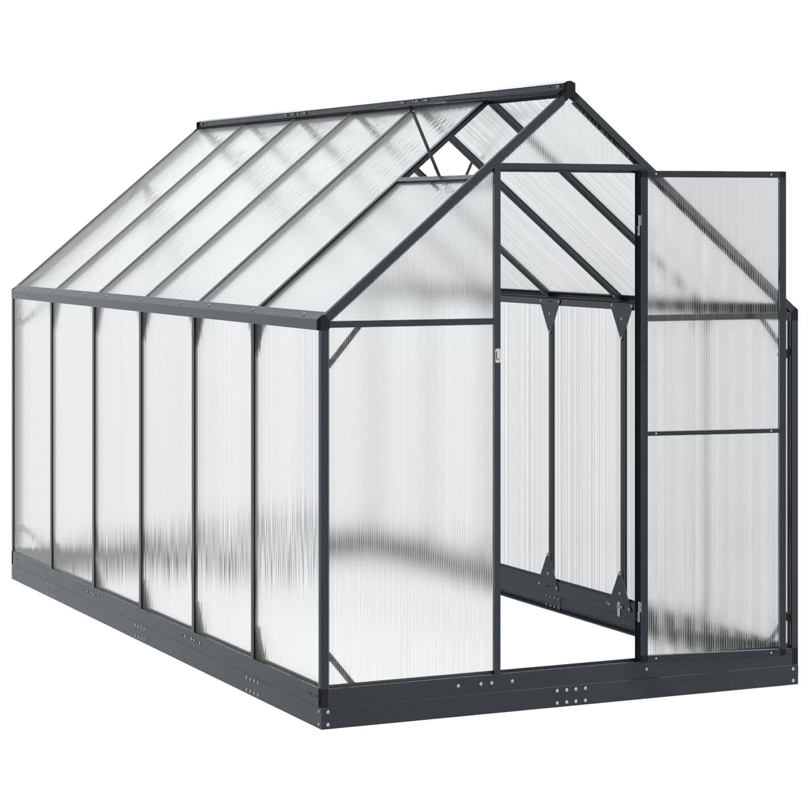 PANGIVO - Serre de jardin aluminium et acier galvanisé anthracite 183.5 x 363.5 x 207 cm - PANGIVO - Image 3