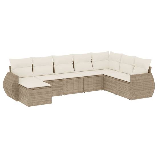 Salon de Jardin Bas 8 Places en Poly Rotin Beige Modulable avec Coussins Confortables 8 Pièces – ComfortXL Outdoor Living - Image 2