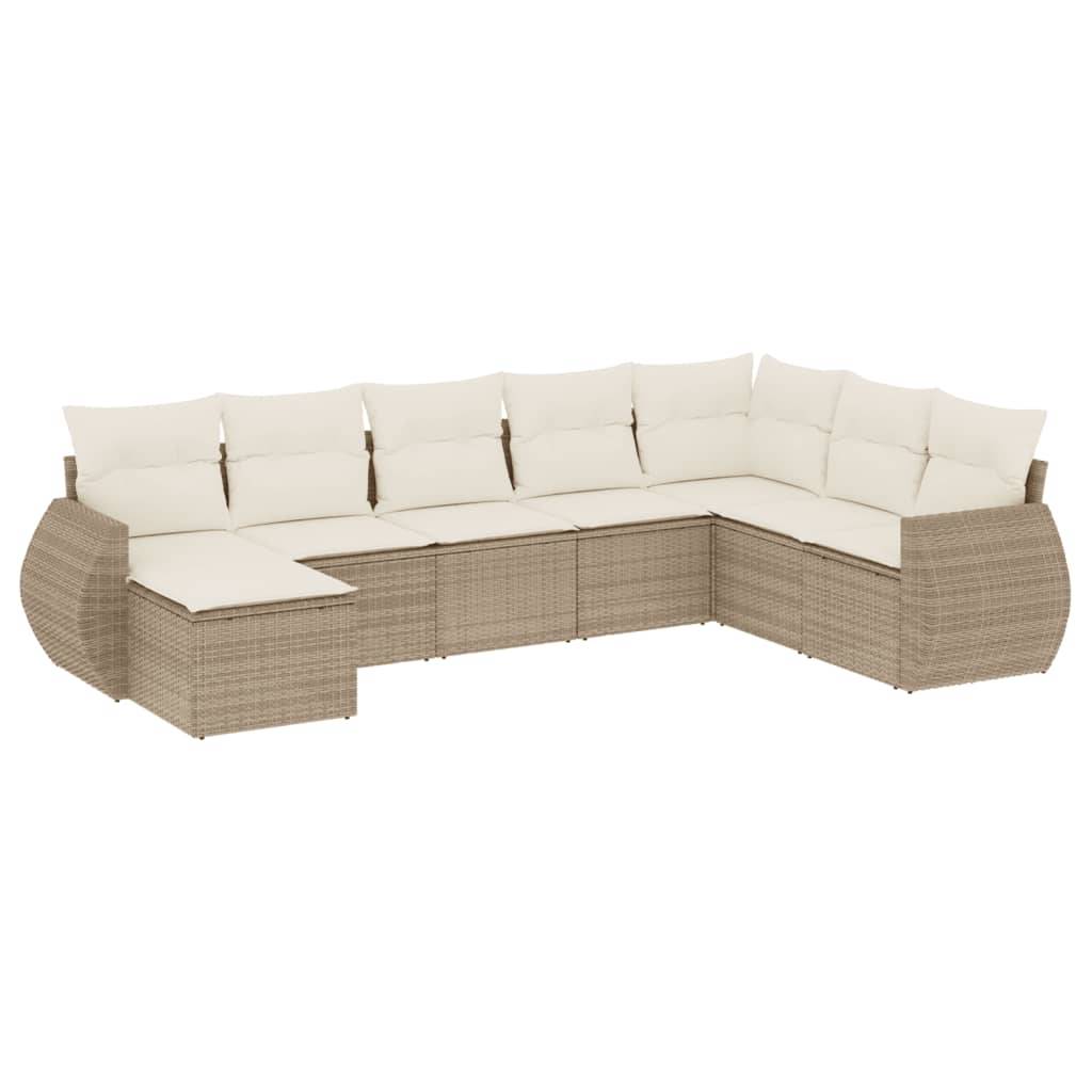 Salon de Jardin Bas 8 Places en Poly Rotin Beige Modulable avec Coussins Confortables 8 Pièces – ComfortXL Outdoor Living - Image 2