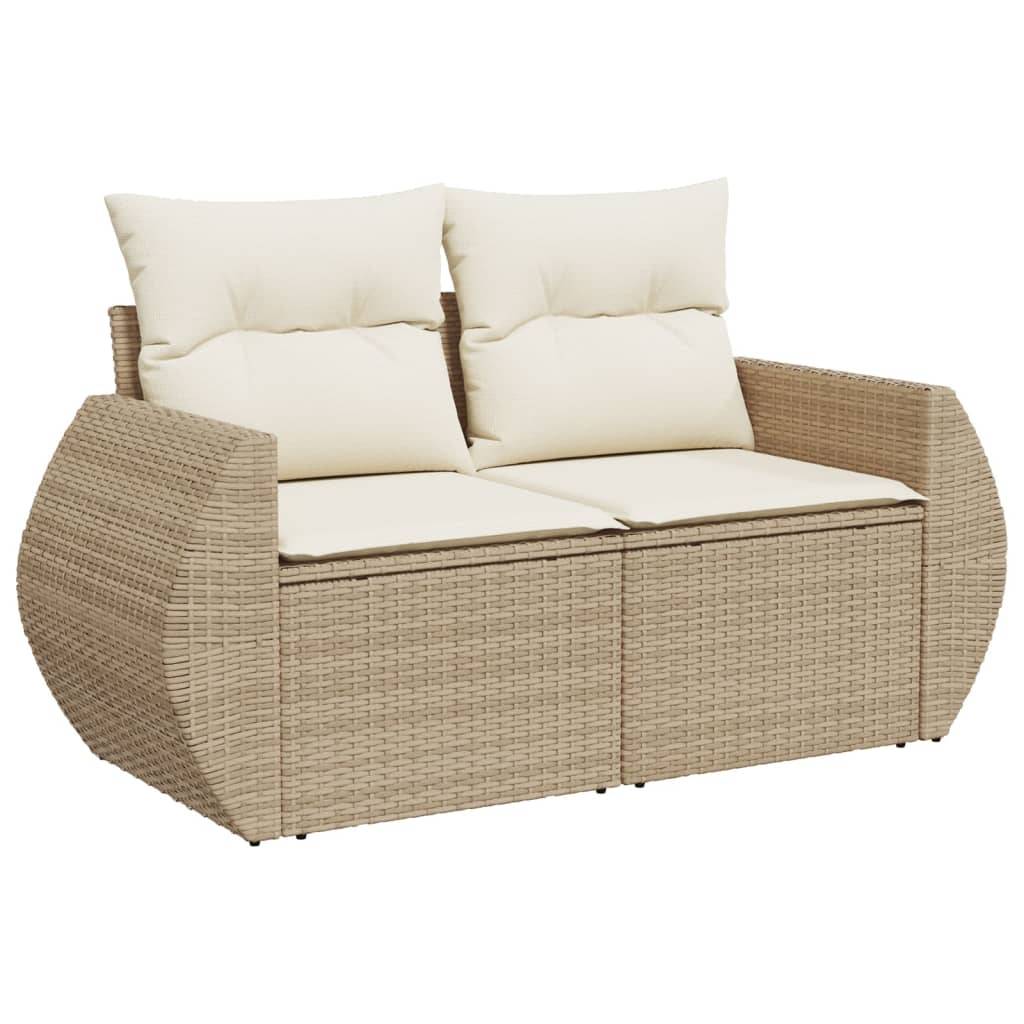Salon de Jardin Bas 8 Places en Poly Rotin Beige Modulable avec Coussins Confortables 8 Pièces – ComfortXL Outdoor Living - Image 3