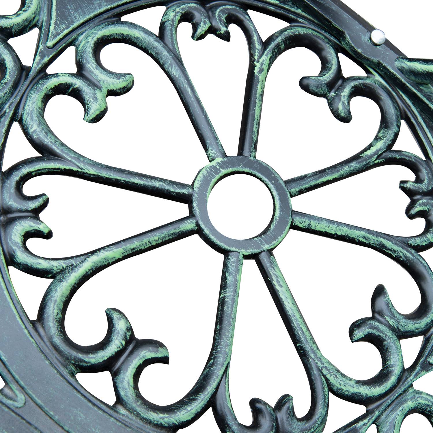 Outsunny - Banc de jardin 2 places style néo-rétro motif rose lignes fuselées 100L x 54l x 78H cm fonte d'aluminium vert vieilli - Outsunny - Imagen 7