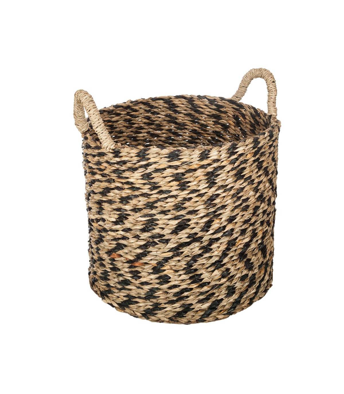 Set de 3 Paniers de rangement rond en Osier Noir et Naturel - Imagen 3