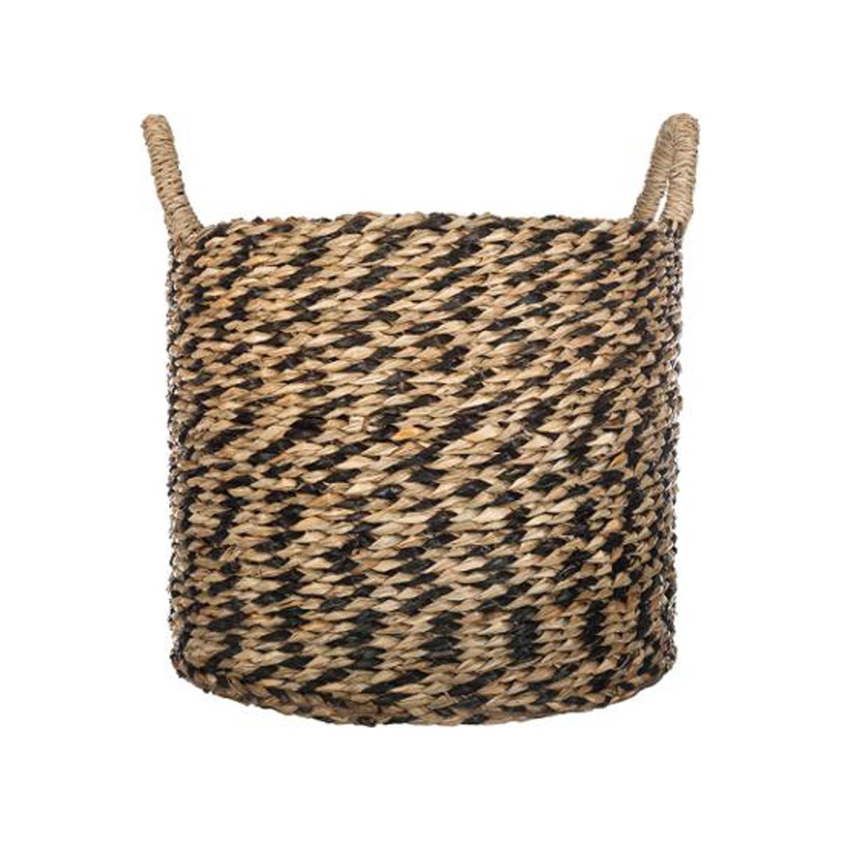 Set de 3 Paniers de rangement rond en Osier Noir et Naturel - Imagen 6