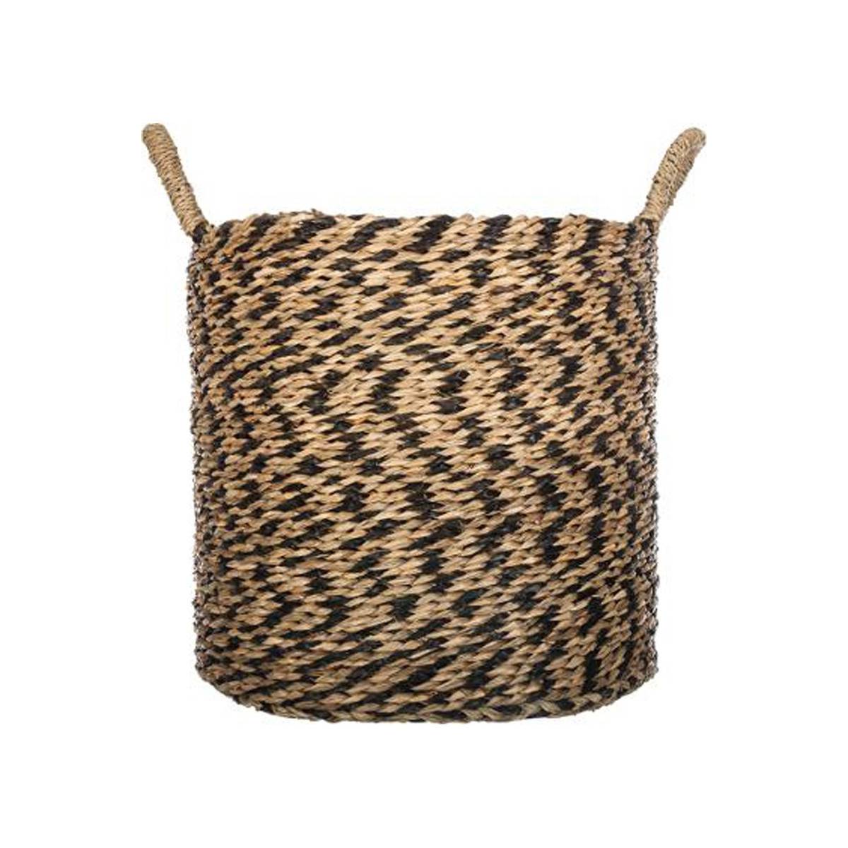 Set de 3 Paniers de rangement rond en Osier Noir et Naturel - Imagen 7