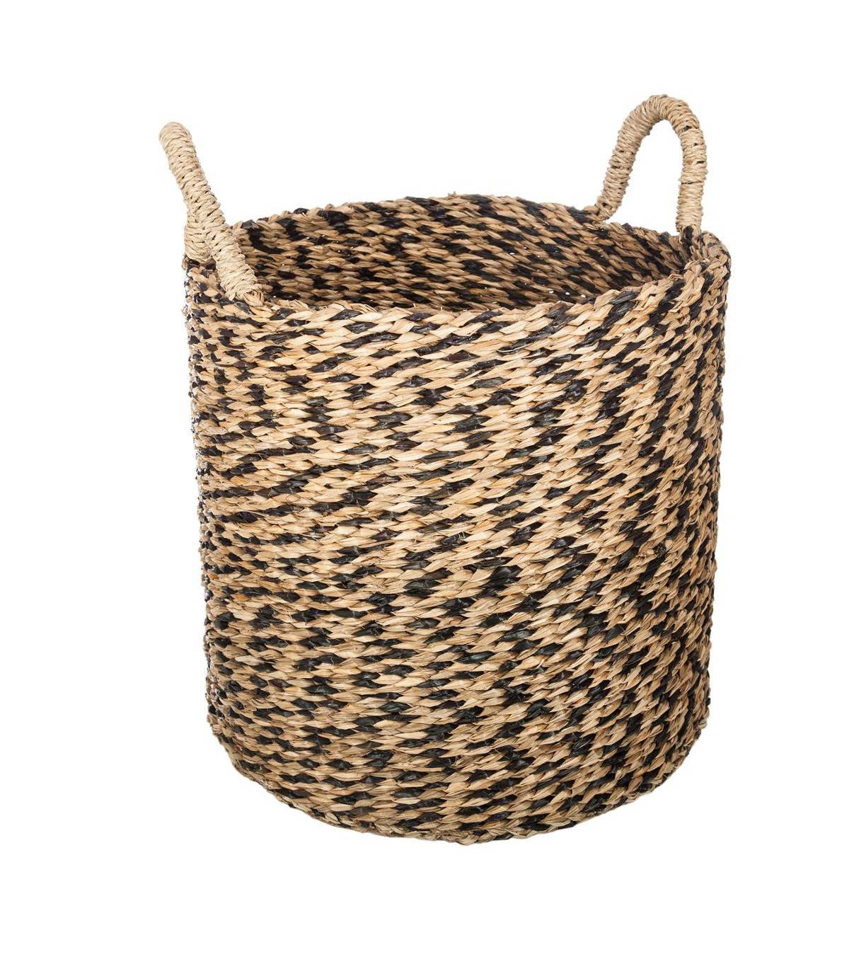 Set de 3 Paniers de rangement rond en Osier Noir et Naturel - Imagen 4