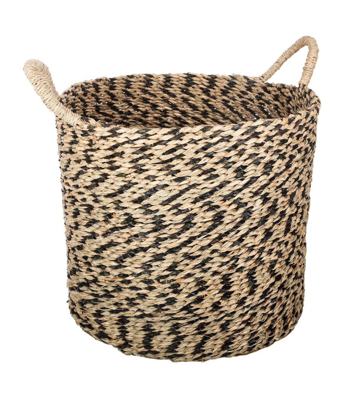 Set de 3 Paniers de rangement rond en Osier Noir et Naturel - Imagen 5