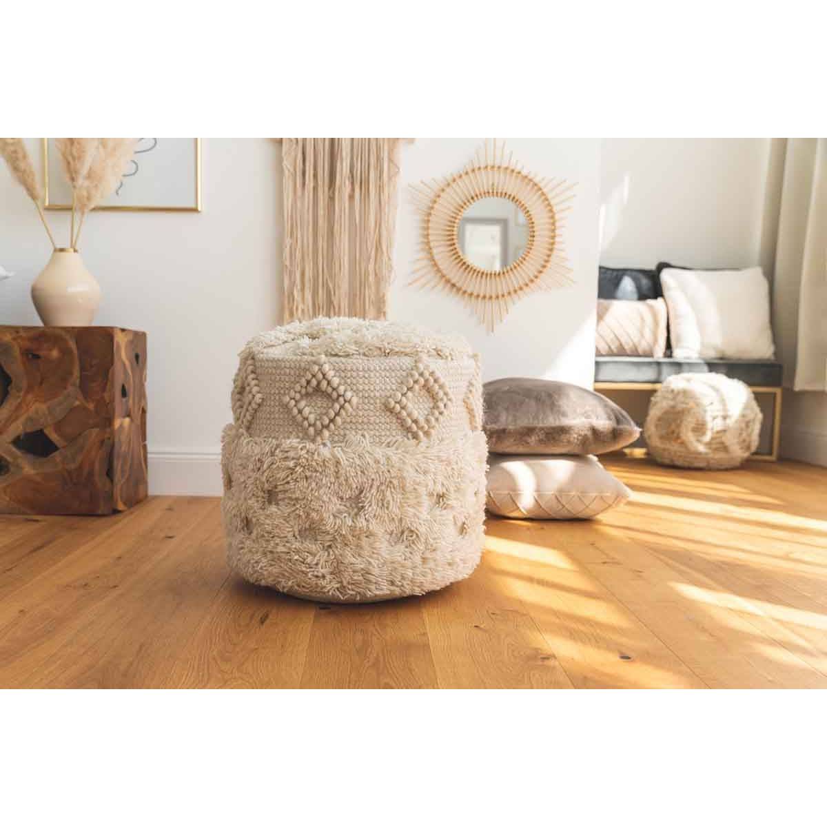 Pouf Bohème Fait à la Main "Bohist" 35cm Naturel - Image 3