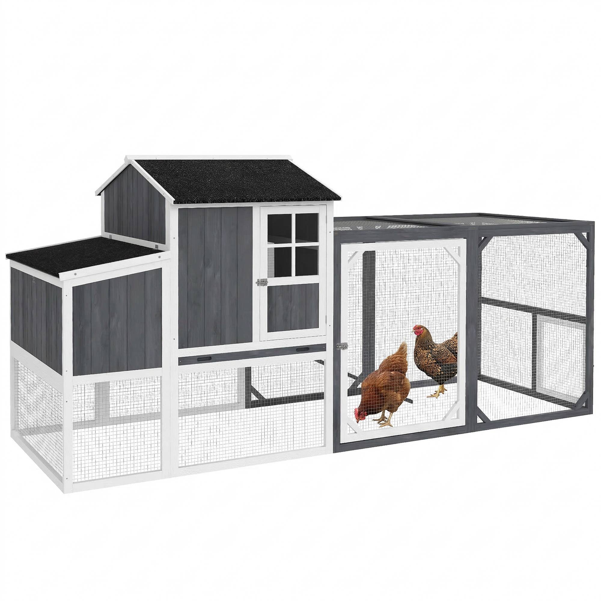 Sans Marque - Poulailler enclos 3-4 poules pondoir 3 pièces surface 1,9 m² bois sapin gris