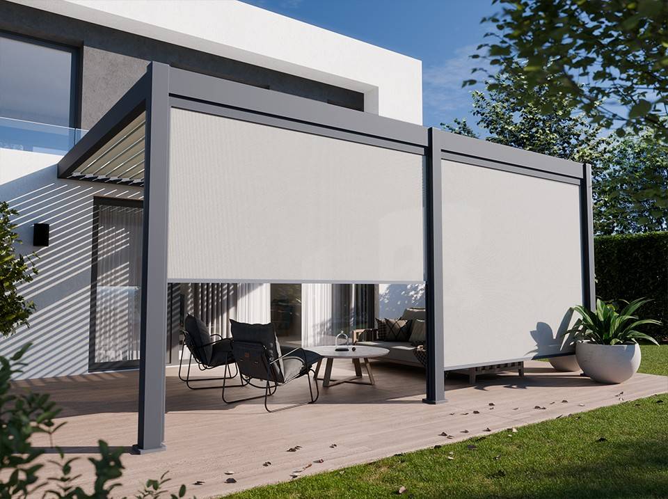 Pergola Bioclimatique Aluminium Adossee 19 m² - 3,6 x 5,3m - Gris - HALO 19 - Imagen 2