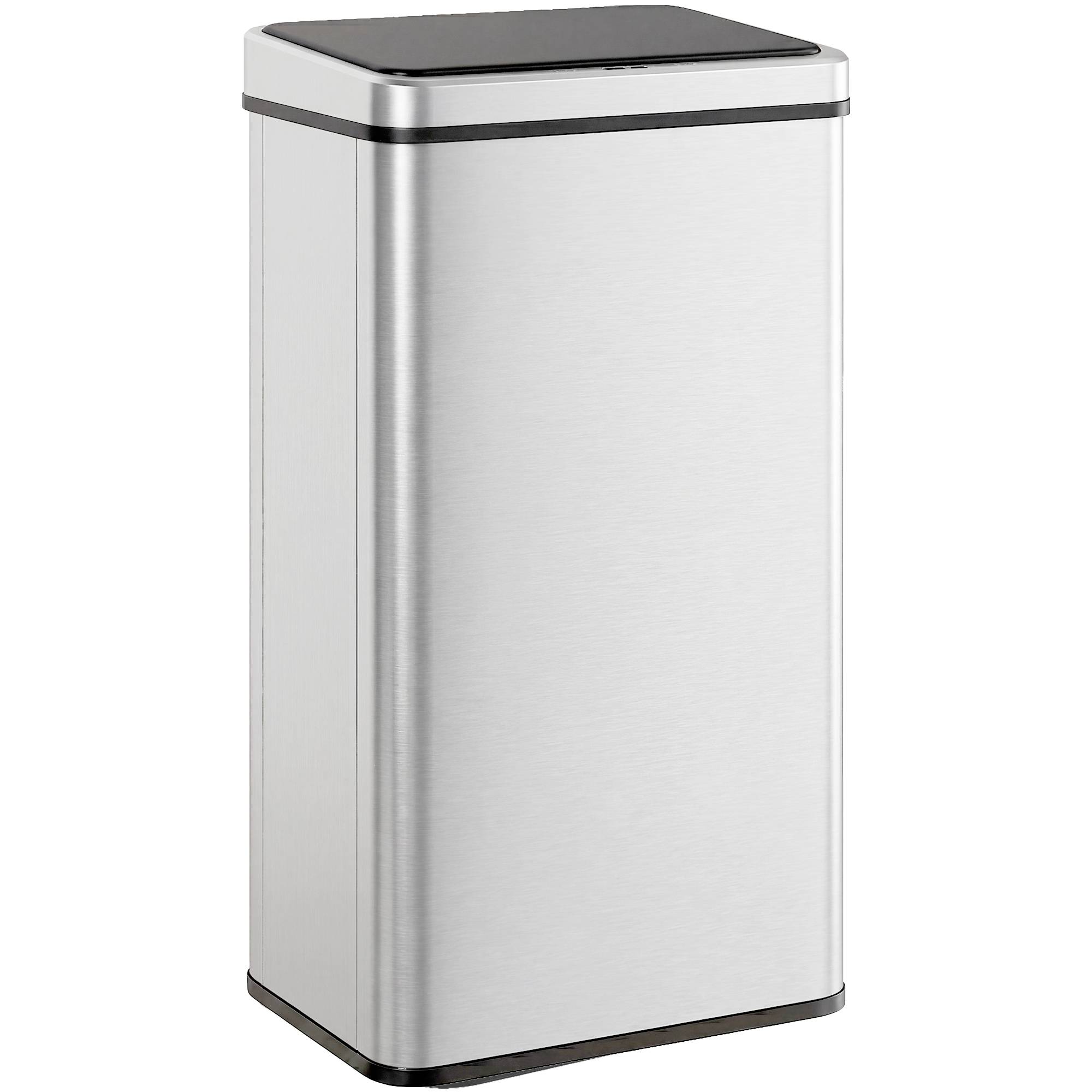 Sans Marque - Poubelle acier inoxydable 50 L couvercle fermeture amortie détecteur mouvement 35,5x26x67 cm argent - Image 2