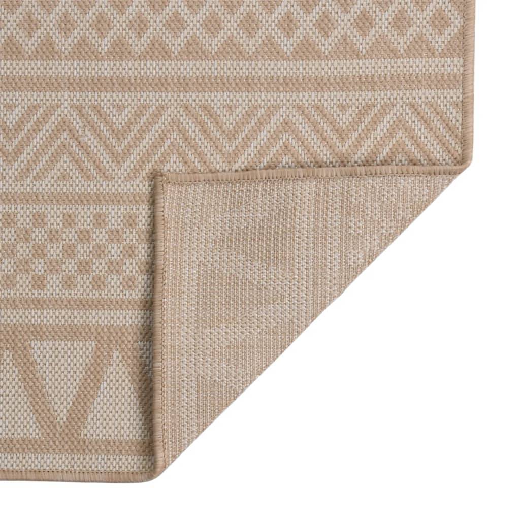 Grand Tapis d'Extérieur Tissage Plat en PP Design Rayé pour Jardin Terrasse Brun 160x230 cm – ComfortXL Outdoor Living - Image 2