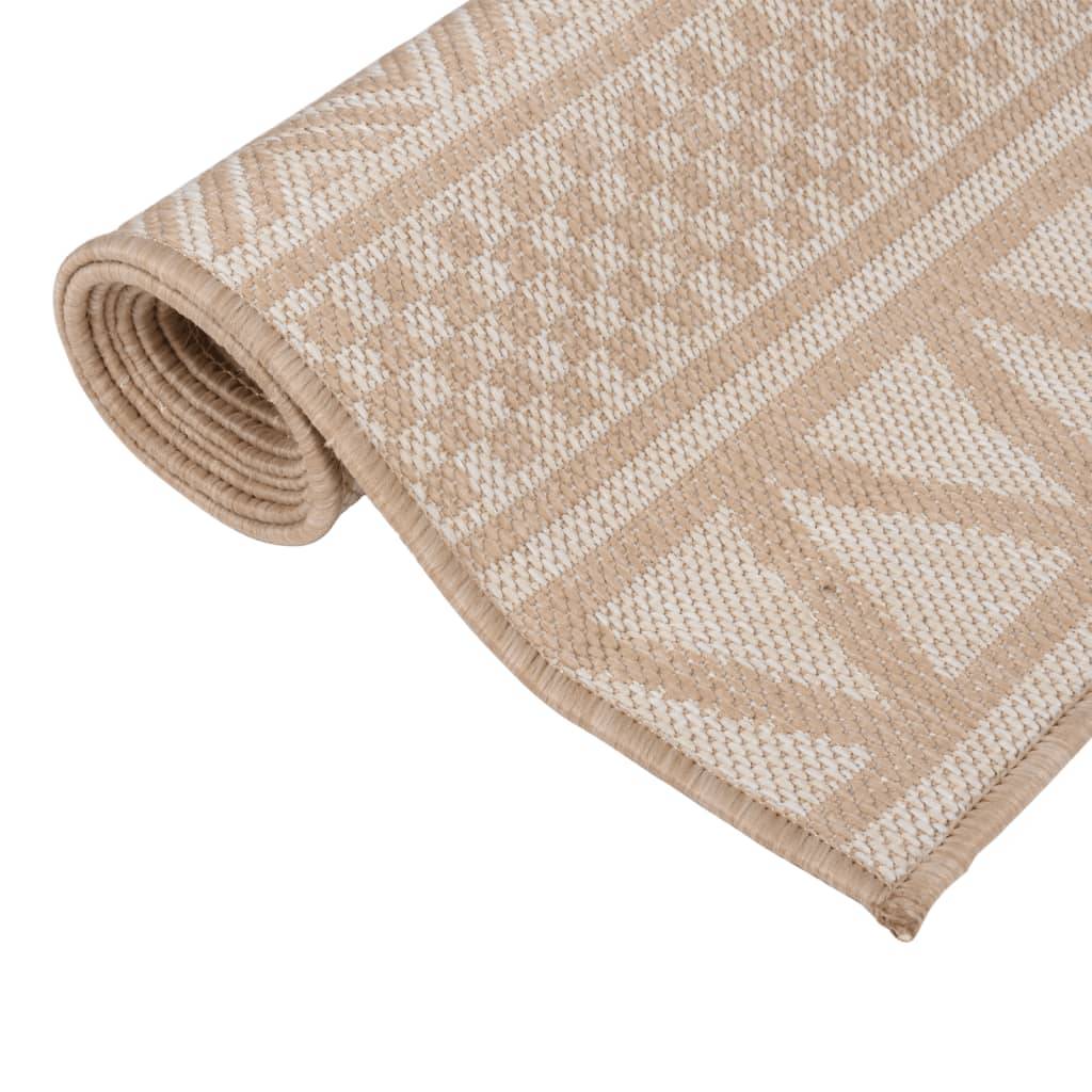 Grand Tapis d'Extérieur Tissage Plat en PP Design Rayé pour Jardin Terrasse Brun 160x230 cm – ComfortXL Outdoor Living - Image 3
