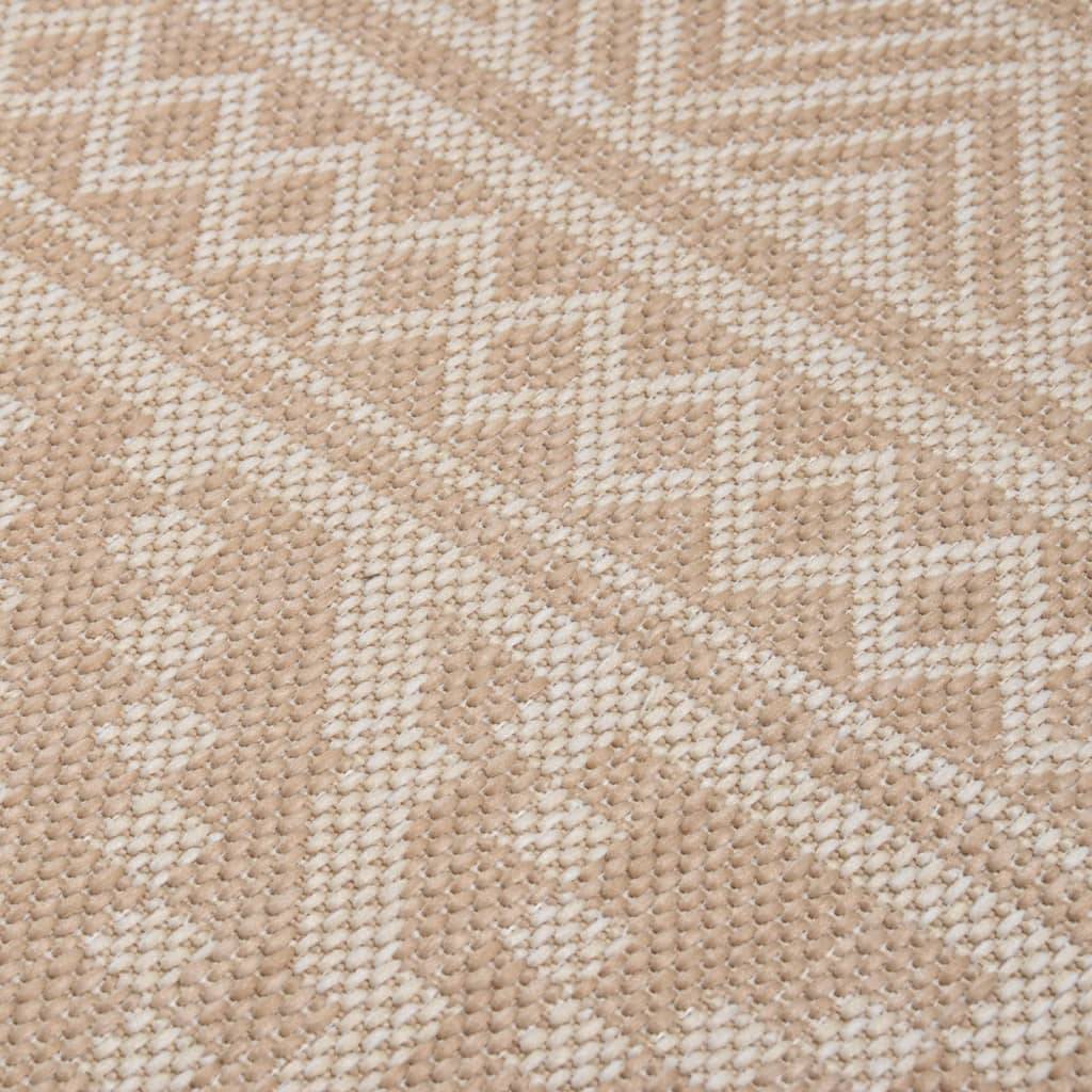 Grand Tapis d'Extérieur Tissage Plat en PP Design Rayé pour Jardin Terrasse Brun 160x230 cm – ComfortXL Outdoor Living - Image 5