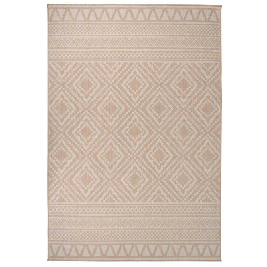 Grand Tapis d'Extérieur Tissage Plat en PP Design Rayé pour Jardin Terrasse Brun 160x230 cm – ComfortXL Outdoor Living - Image 1