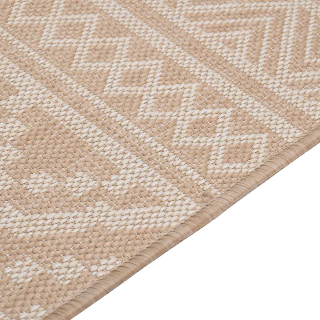 Grand Tapis d'Extérieur Tissage Plat en PP Design Rayé pour Jardin Terrasse Brun 160x230 cm – ComfortXL Outdoor Living - Image 4