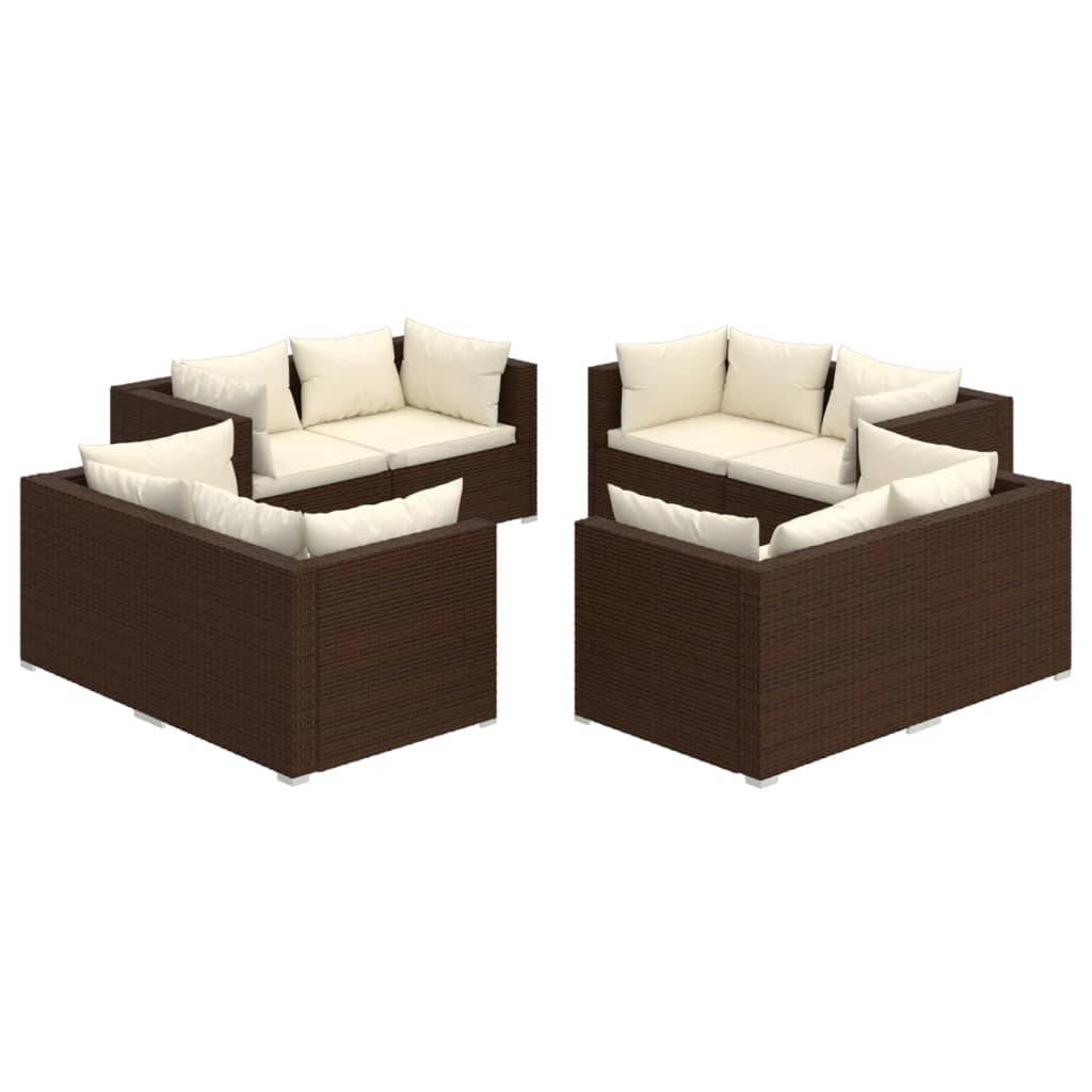 Helloshop26 - Salon de jardin meuble d'extérieur ensemble de mobilier 8 pièces avec coussins résine tressée marron - Imagen 1
