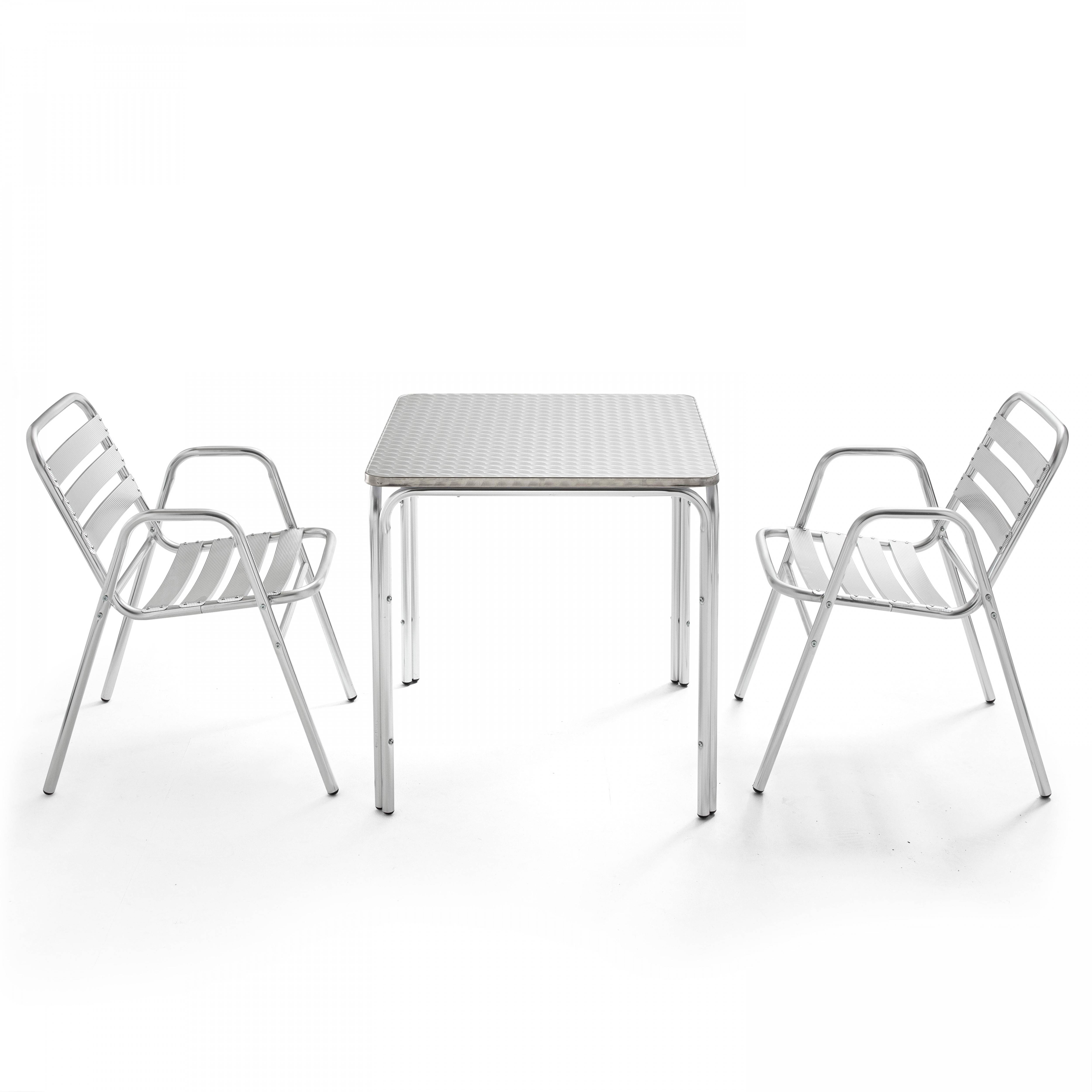 Oviala - Table de jardin carrée en aluminium et 2 fauteuils Nothing Hill - Oviala - Imagen 1