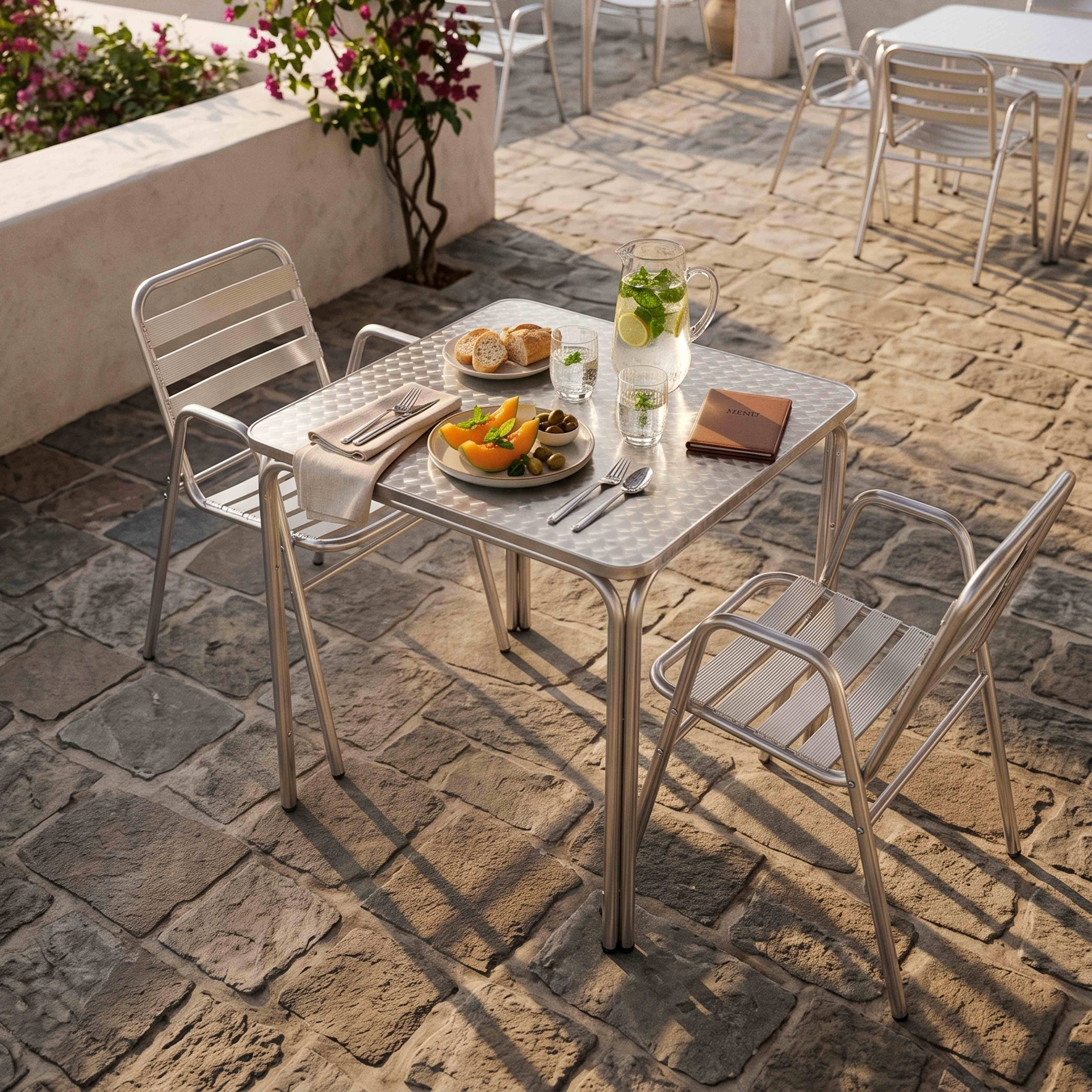 Oviala - Table de jardin carrée en aluminium et 2 fauteuils Nothing Hill - Oviala - Imagen 2