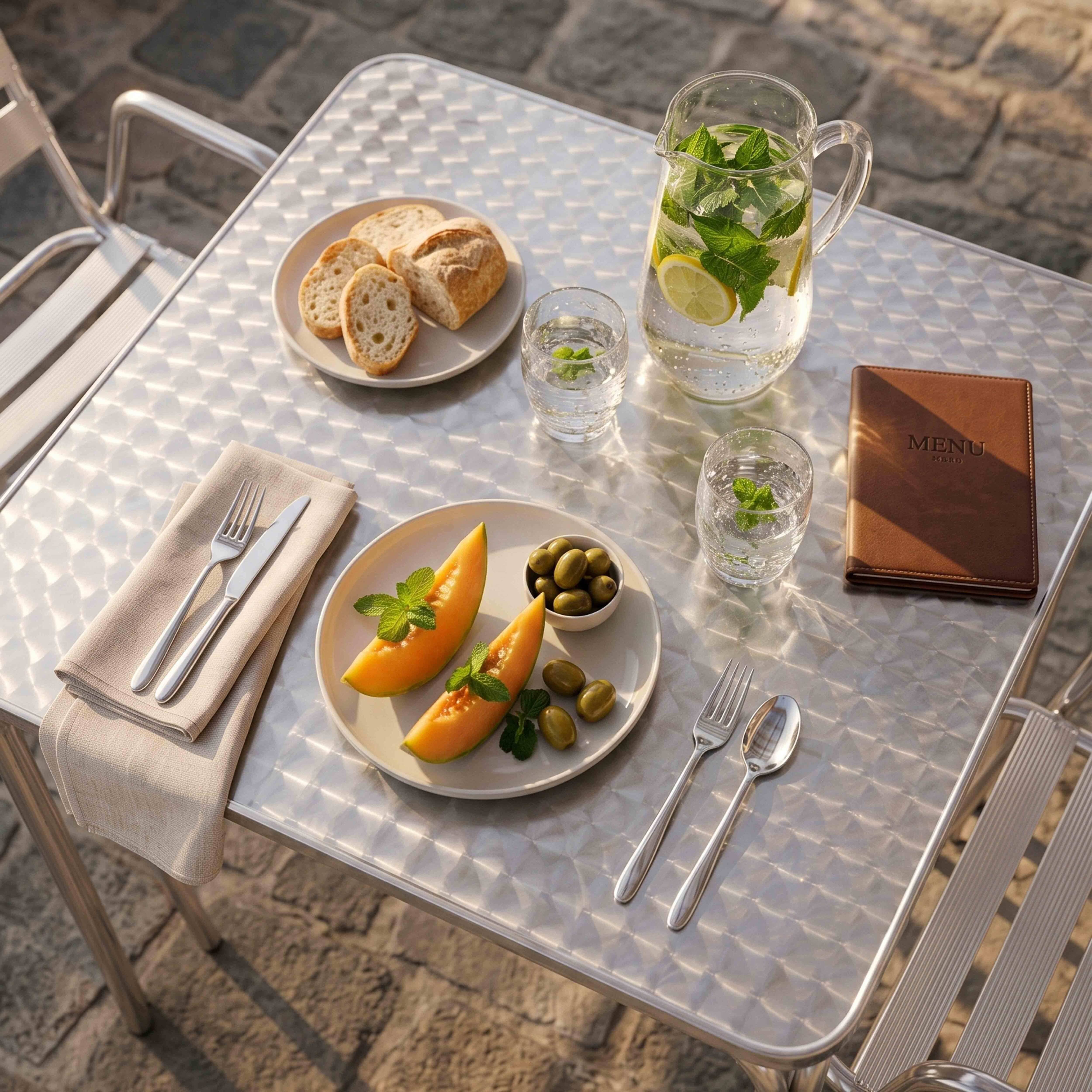 Oviala - Table de jardin carrée en aluminium et 2 fauteuils Nothing Hill - Oviala - Imagen 4