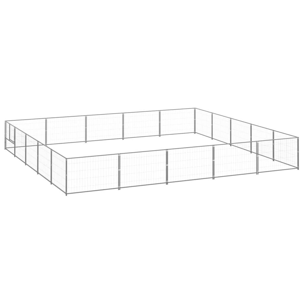 Helloshop26 - Chenil extérieur cage enclos parc animaux chien argenté 25 m² acier - Imagen 1